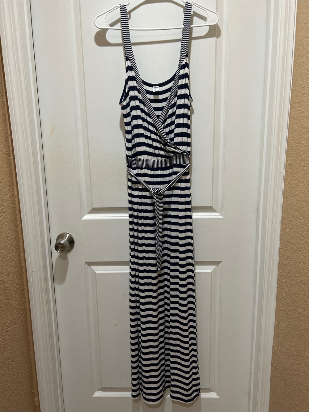 Old Navy Navy and White Striped Sleeveless Maxi Dress